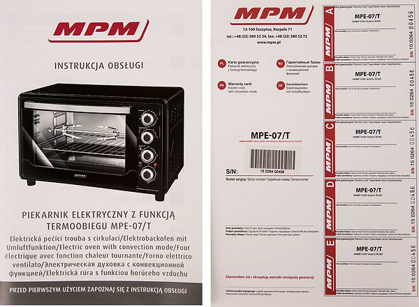 Фото - Уцінка - Піч електрична MPM MPM MPE-07/T