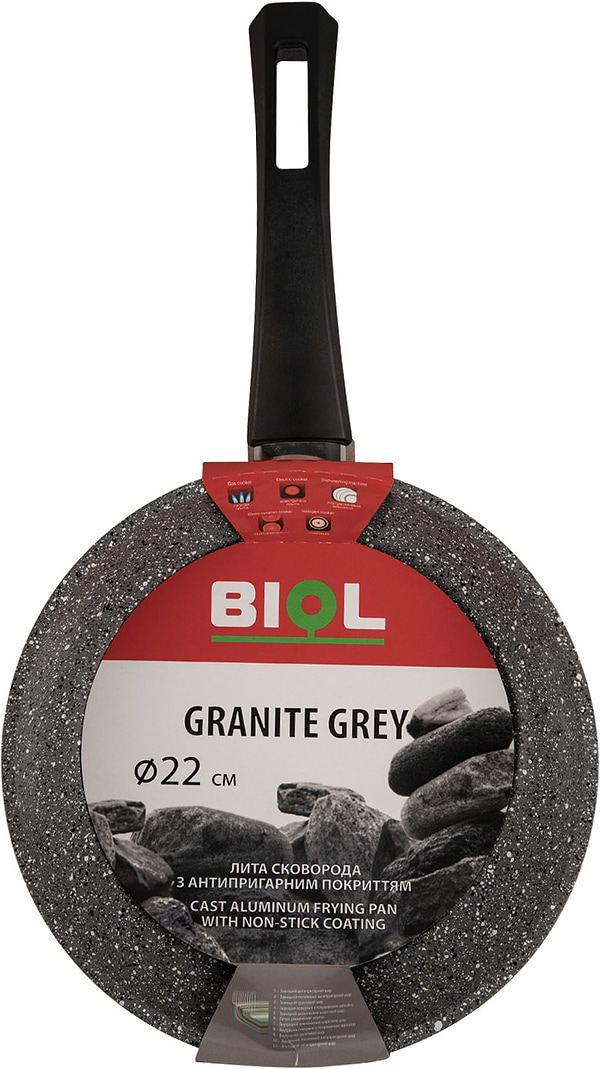 Фото - Сковорода універсальна Biol 22136Р Граніт Грей 22 см
