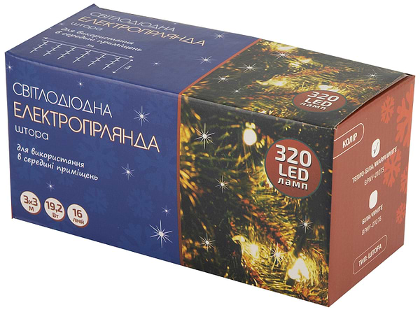 Фото - Гирлянда-штора BPNY White 320 LED, 3Мх3М, 220V, 19,2W (116023)