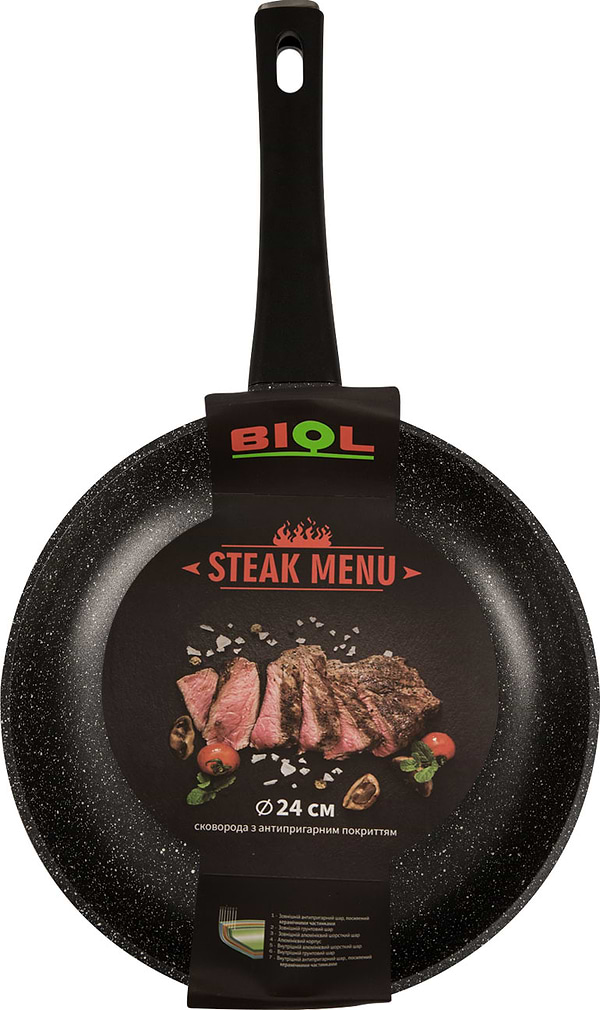Фото - Сковорода універсальна Biol 24074Р Стейк Меню 24 см