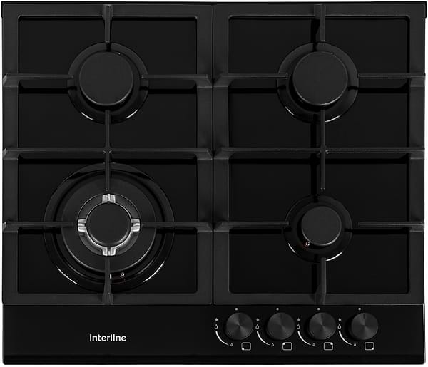 Фото - Комплект техніки Interline Варильна поверхня + Витяжка вбудована Interline HGG 764 FGT BA + DELI BL A/60/2/T