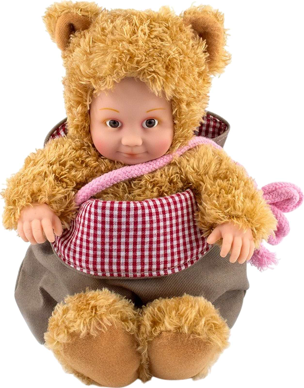 М'який пупс Anne Geddes Маленьке Ведмежатко з сумкою та стікерами 23 см (21071AG)