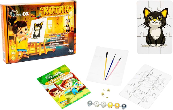 Фото - Пазлы (3-4 года) PuzzleOk Раскраска "Котик" А5 (Puz-22938)