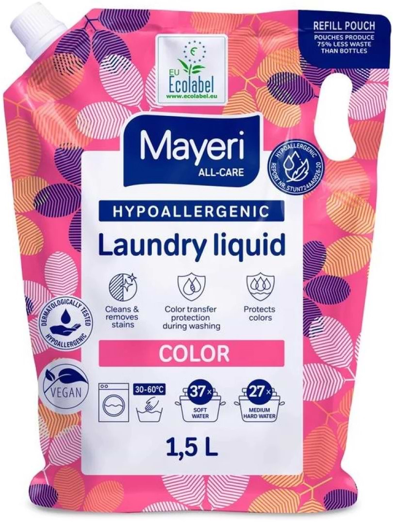 Купить Гель для стирки Mayeri цветных вещей гипоаллергенный 1,5 л 37 стирок запаска (MWGCHR1537) - Фото 1 Гель для стирки Mayeri цветных вещей гипоаллергенный 1,5 л 37 стирок запаска (MWGCHR1537) - Фото 1
