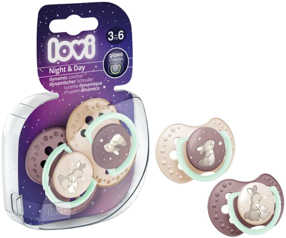 Динамічна пустушка Lovi 3-6 м-ців 2 шт. Night&Day Girl (22/914girl) - Фото 1