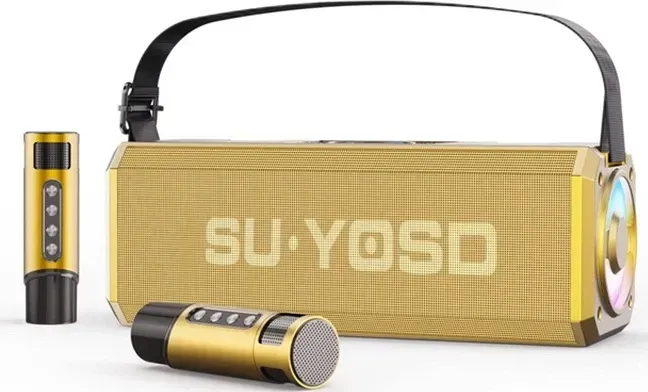 Портативна акустика INSPIRE YS-228-gold + 2 бездротові мікрофони та Bluetooth