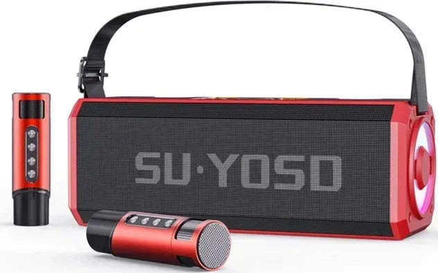 Портативна акустика INSPIRE YS-228-red + 2 бездротові мікрофони та Bluetooth