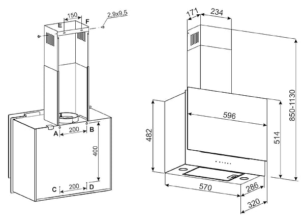 Фото - Вытяжка декоративная ELEYUS Inspiro 1200 LED 60 BL