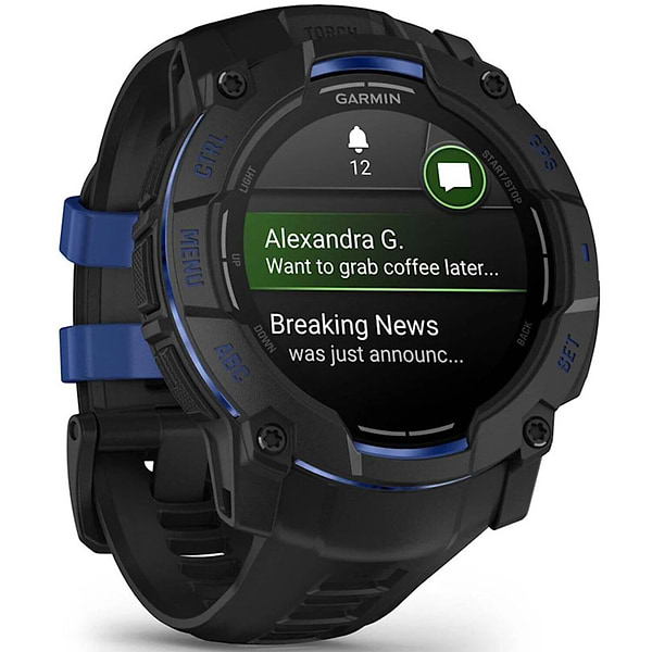 Фото - Смарт-часы Garmin Instinct 3, 50mm, AMOLED, Black with Bolt Blue Accents (010-03020-03)