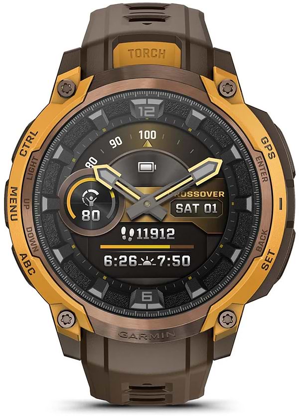 Фото - Смарт-часы Garmin Instinct Crossover AMOLED, BronzeSunburst/Cocoa (010-03398-01)