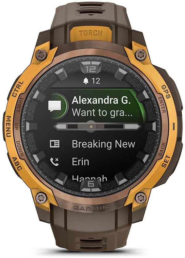 Фото - Смарт-часы Garmin Instinct Crossover AMOLED, BronzeSunburst/Cocoa (010-03398-01)