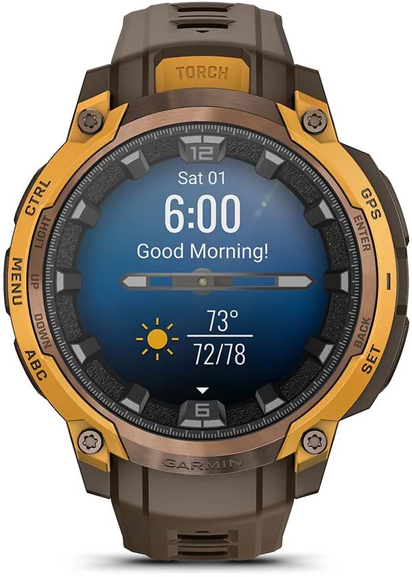 Фото - Смарт-часы Garmin Instinct Crossover AMOLED, BronzeSunburst/Cocoa (010-03398-01)
