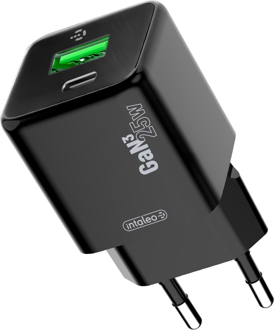 Сетевое зарядное устройство Intaleo GaN 25W USB-A+USB-C INT-TCGN252CA Black (1283126638299)