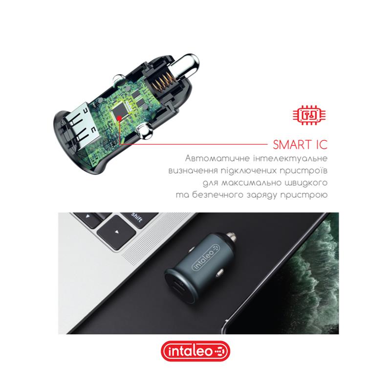 Фото - Автомобильное зарядное устройство Intaleo CCGQPD250 Gray (1283126559518)