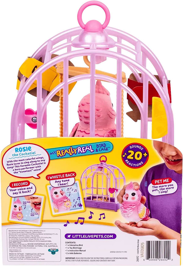 Фото - Інтерактивна іграшка Moose папужка какаду Розі в клітці (26692)