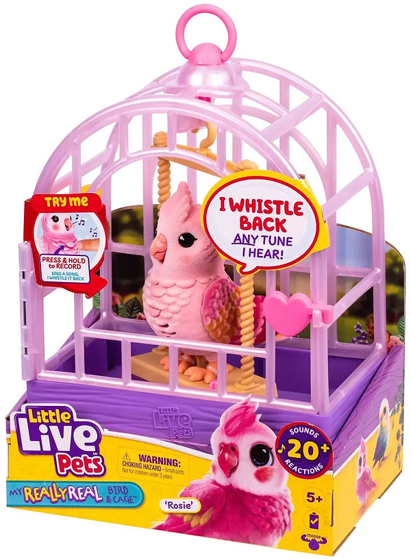 Фото - Інтерактивна іграшка Moose папужка какаду Розі в клітці (26692)