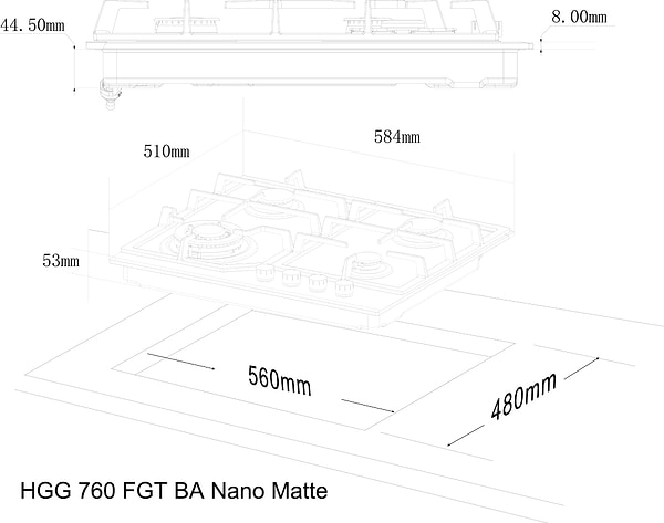 Фото - Комплект техніки Interline Духова шафа + Варильна поверхня Interline OEG 781 ETR BA Nano Matte + HGG 760 FGT BA Nano Matte