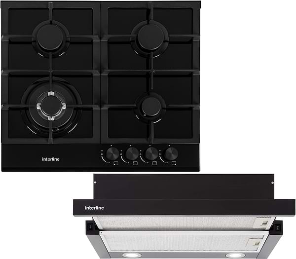 Фото - Комплект техніки Interline Варильна поверхня + Витяжка вбудована Interline HGG 764 FGT BA + DELI BL A/60/2/T Фото - Комплект техніки Interline Варильна поверхня + Витяжка вбудована Interline HGG 764 FGT BA + DELI BL A/60/2/T