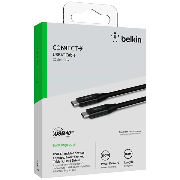 Фото - Кабель синхронизации данных Belkin USB4 USB C - USB C 100W 0.8 m Black (INZ001BT0.8MBK)