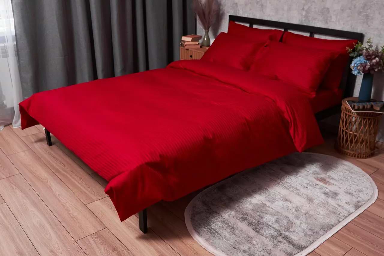 Комплект постельного белья Moon&Star Satin Stripe Stripe Red King Size 220x240 (MS-820003574)