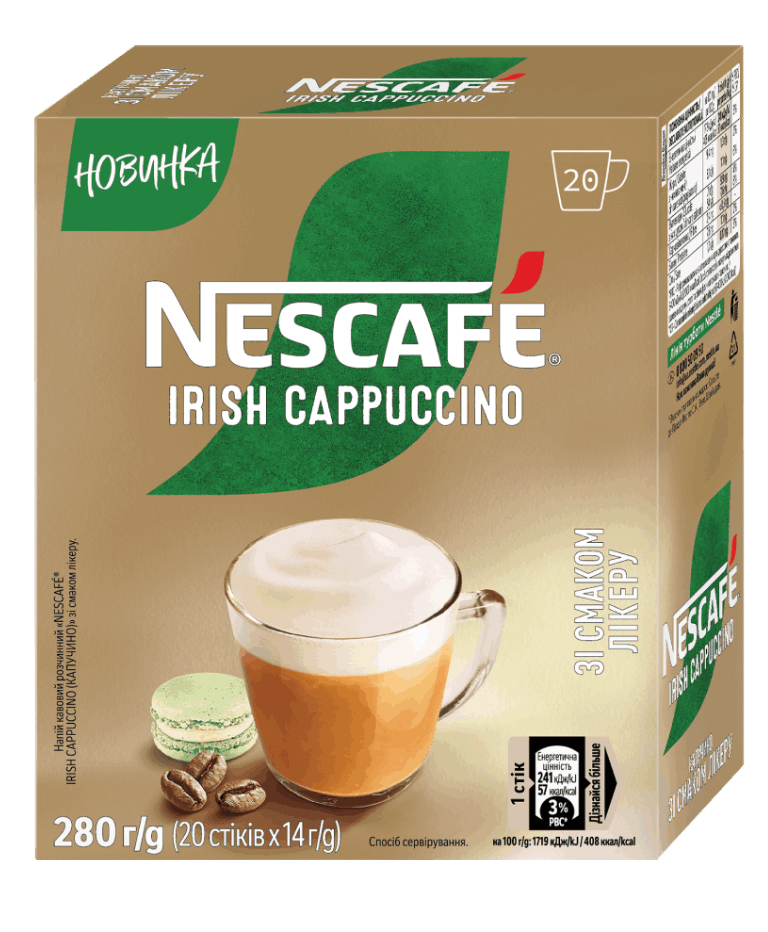 Кава розчинна Nescafe Irish Cappuccino 20 стіків по 14 г