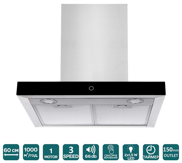 Фото - Витяжка декоративна Ventolux ITALIA 60 BG (1000) TC