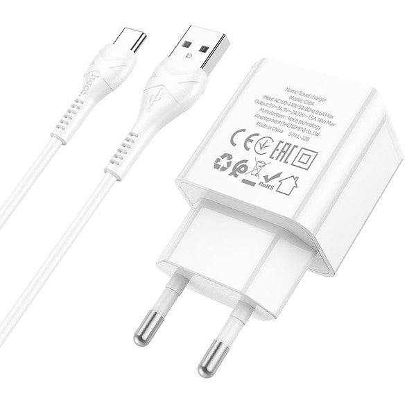 Фото - Мережевий зарядний пристрій HOCO C98A QC3.0 White (6931474766878)