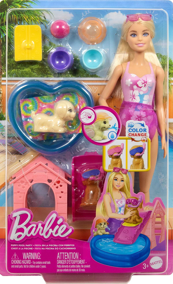Фото - Меблі і будиночки для ляльки Barbie "Басейн для цуценят" з лялькою Barbie (JBF35)