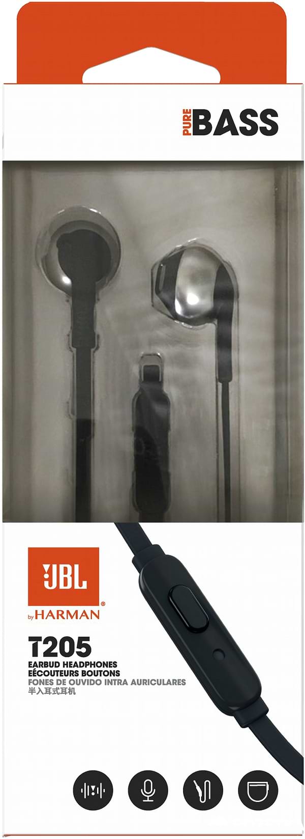 Фото - Навушники вкладиші JBL T205 Black (JBLT205BLK)