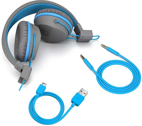 Фото - Наушники накладные беспроводные JLab JBuddies Studio Kids Wireless Grey/Blue (IEUHBSTUDIORGRYBLU4)