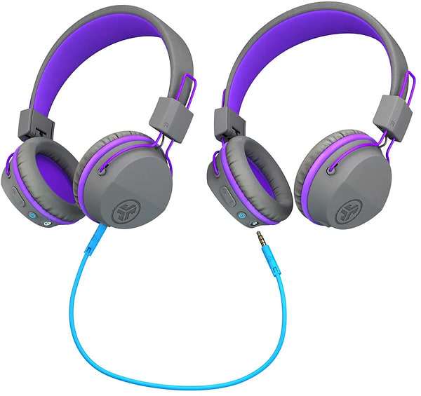 Фото - Наушники накладные беспроводные JLab JBuddies Studio Kids Wireless Grey/Purple (IEUHBSTUDIORGRYPRPL4)