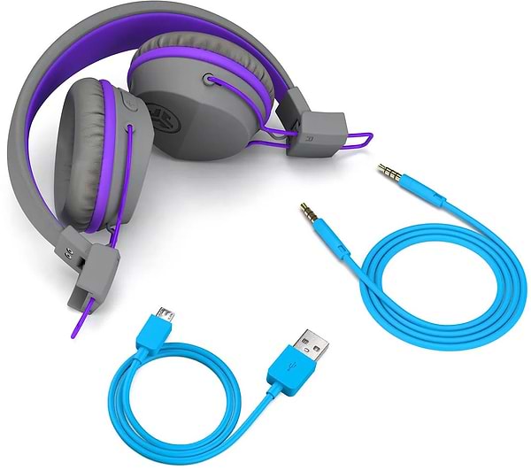 Фото - Наушники накладные беспроводные JLab JBuddies Studio Kids Wireless Grey/Purple (IEUHBSTUDIORGRYPRPL4)