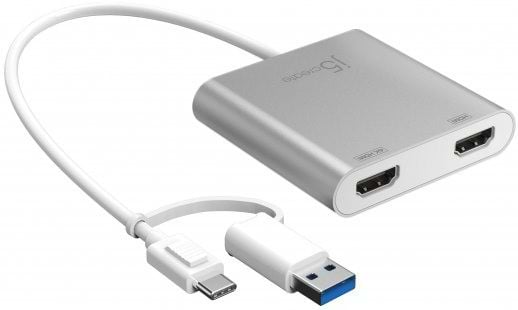 Фото - Адаптер Mini Display Port-HDMI J5create USB-C/A на 2 HDMI (JCA365-N)