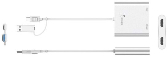Фото - Адаптер Mini Display Port-HDMI J5create USB-C/A на 2 HDMI (JCA365-N)