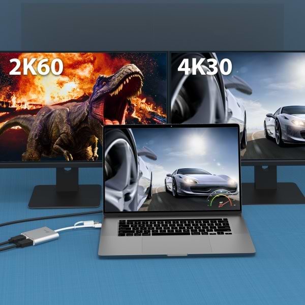 Фото - Адаптер Mini Display Port-HDMI J5create USB-C/A на 2 HDMI (JCA365-N)