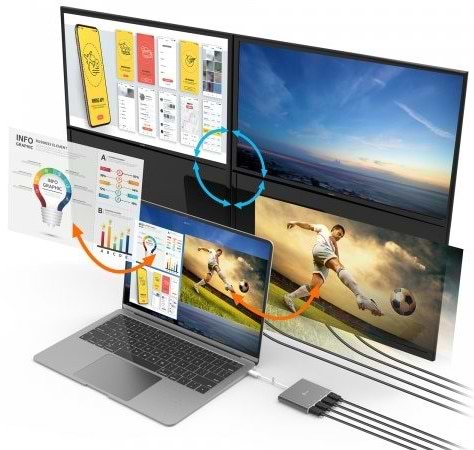 Фото - Переходник Mini Display Port-HDMI J5create USB-C на 4 HDMI (JCA366-N)