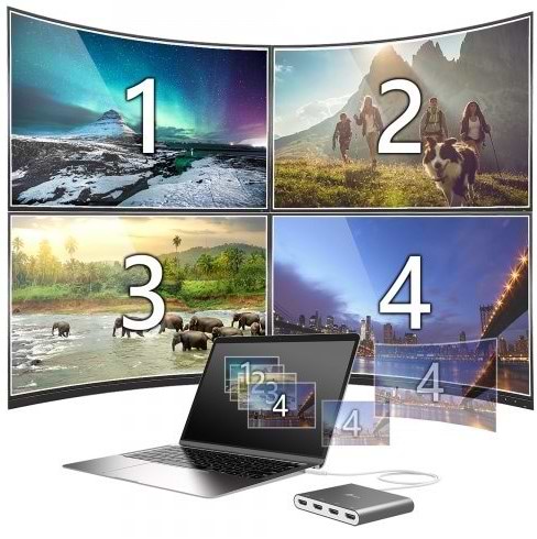 Фото - Переходник Mini Display Port-HDMI J5create USB-C на 4 HDMI (JCA366-N)