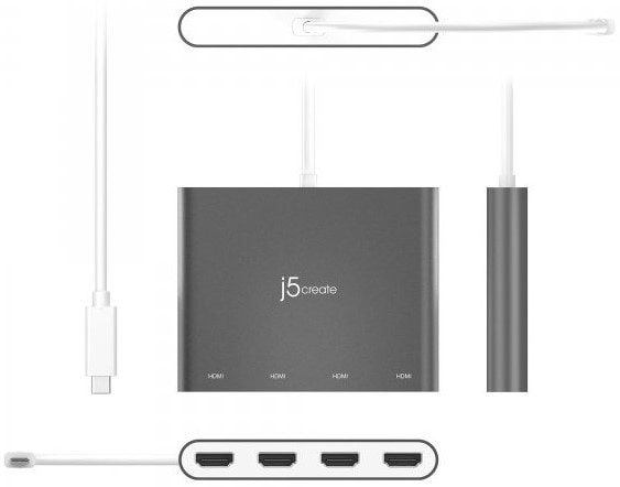 Фото - Переходник Mini Display Port-HDMI J5create USB-C на 4 HDMI (JCA366-N)
