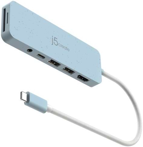 Фото - Хаб USB J5create USB-C 6-в-1 Fresh Cyan (JCD373EC-N)