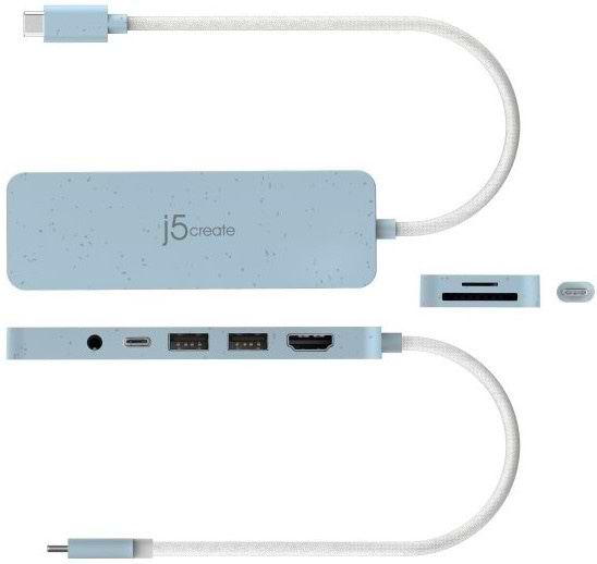 Фото - Хаб USB J5create USB-C 6-в-1 Fresh Cyan (JCD373EC-N)