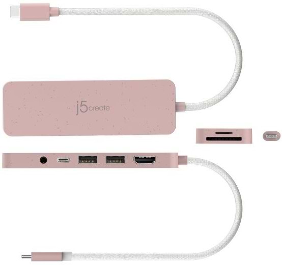 Фото - Хаб USB J5create USB-C 6-в-1 Earth Rose (JCD373ER-N)