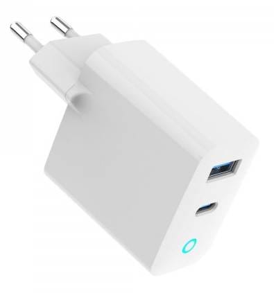 Фото - Мережевий зарядний пристрій Gembird 1хUSB-A (QC3.0 18W) + 1xType-C PD 65W (TA-UC-PDQC65L-W-01)