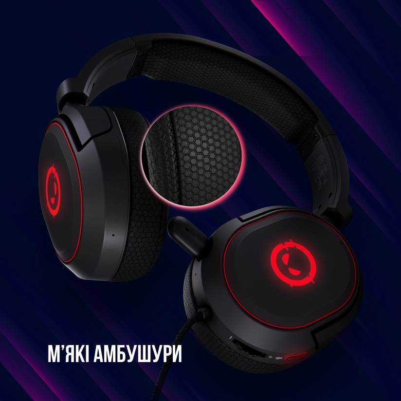 Фото - Гарнітура дротова ігрова Lorgar Kaya 460 Gaming RGB USB Black (LRG-GHS460)