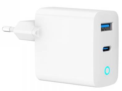 Фото - Мережевий зарядний пристрій Gembird 1хUSB-A (QC3.0 18W) + 1xType-C PD 65W (TA-UC-PDQC65L-W-01)