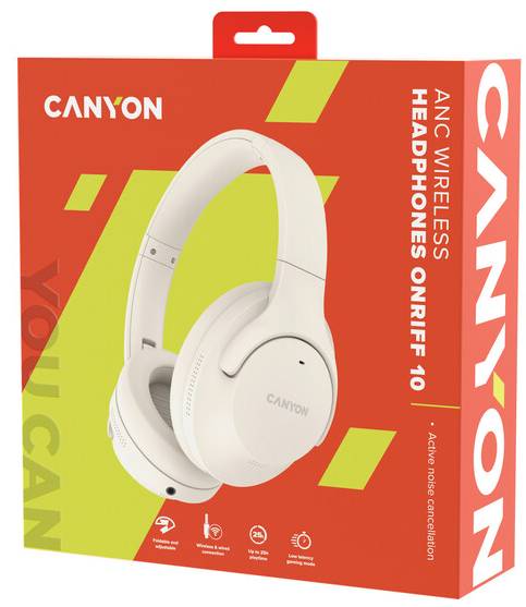 Фото - Навушники повнорозмірні бездротові Canyon OnRiff 10 ANC Beige (CNS-CBTHS10BG)
