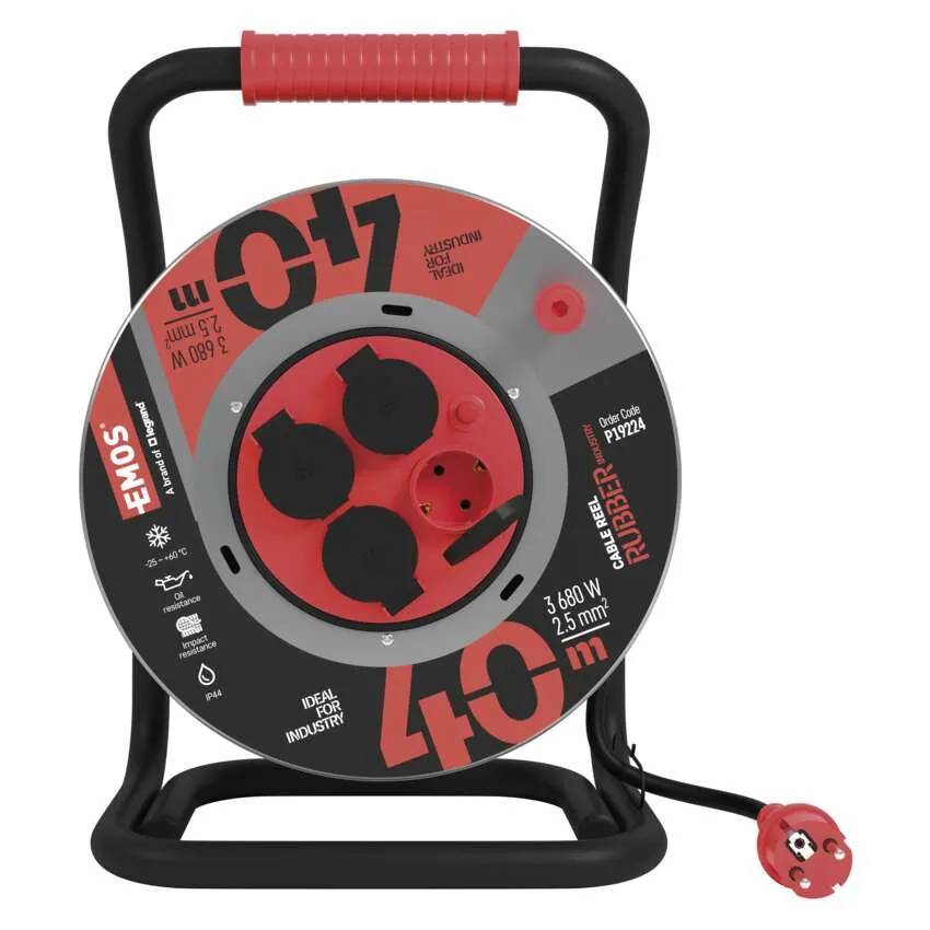 Фото - Удлинитель 220В EMOS на катушке EMOS P19224, 4 розетки, 40, резина/неопрен