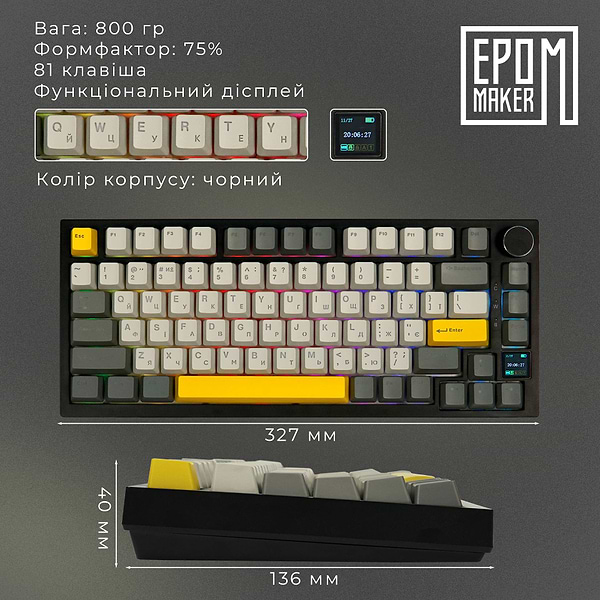 Фото - Клавиатура беспроводная игровая EPOMAKER AK820 Pro Gift Switch Hot-Swap Black (AK820-PRO-B-G)