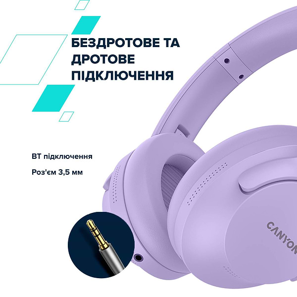 Фото - Навушники повнорозмірні бездротові Canyon OnRiff 10 ANC Purple (CNS-CBTHS10PU)