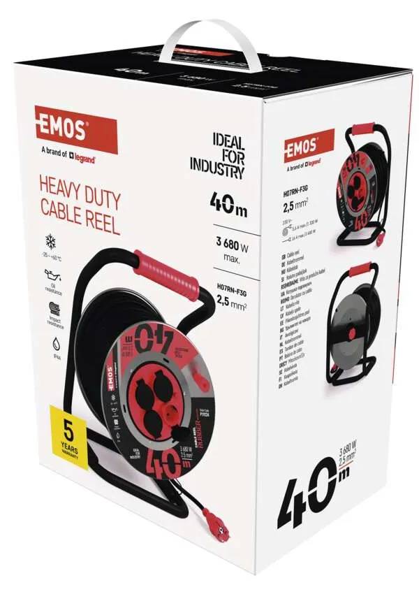 Фото - Удлинитель 220В EMOS на катушке EMOS P19224, 4 розетки, 40, резина/неопрен