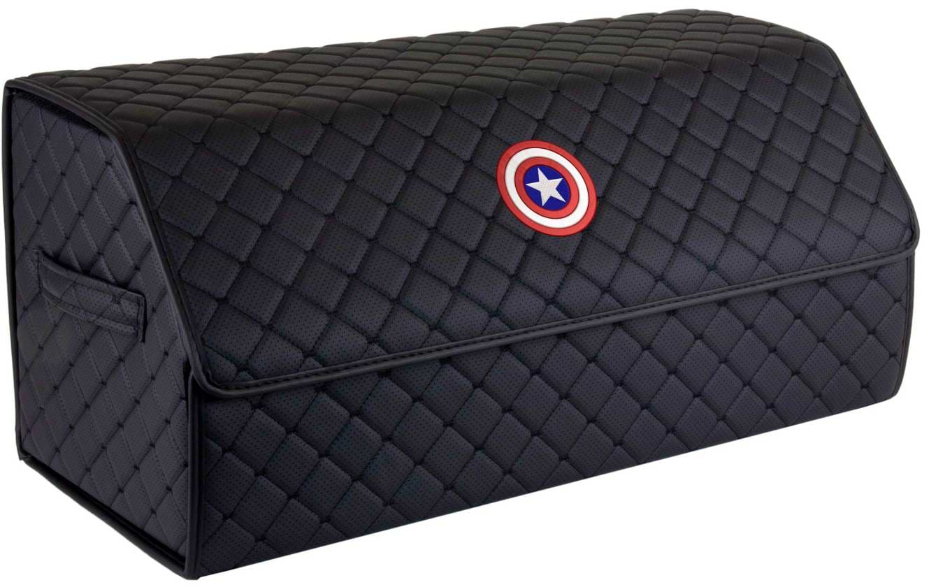 Сумка-органайзер в багажник EVAtech ECO L Captain America logo черная с черной нитью (EHECELBBBBV168)